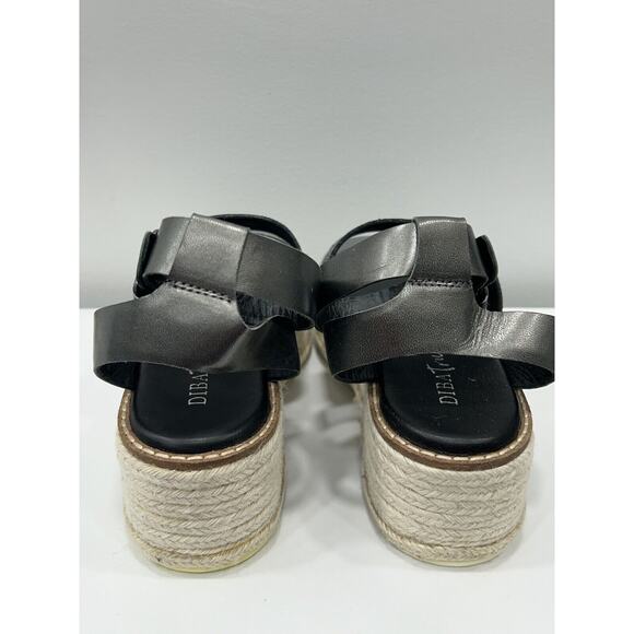 Diba True Day Line 9 Espadrille Black Gunmetal Leather Platform Espadrille‎ NIB - Picture 5 of 8